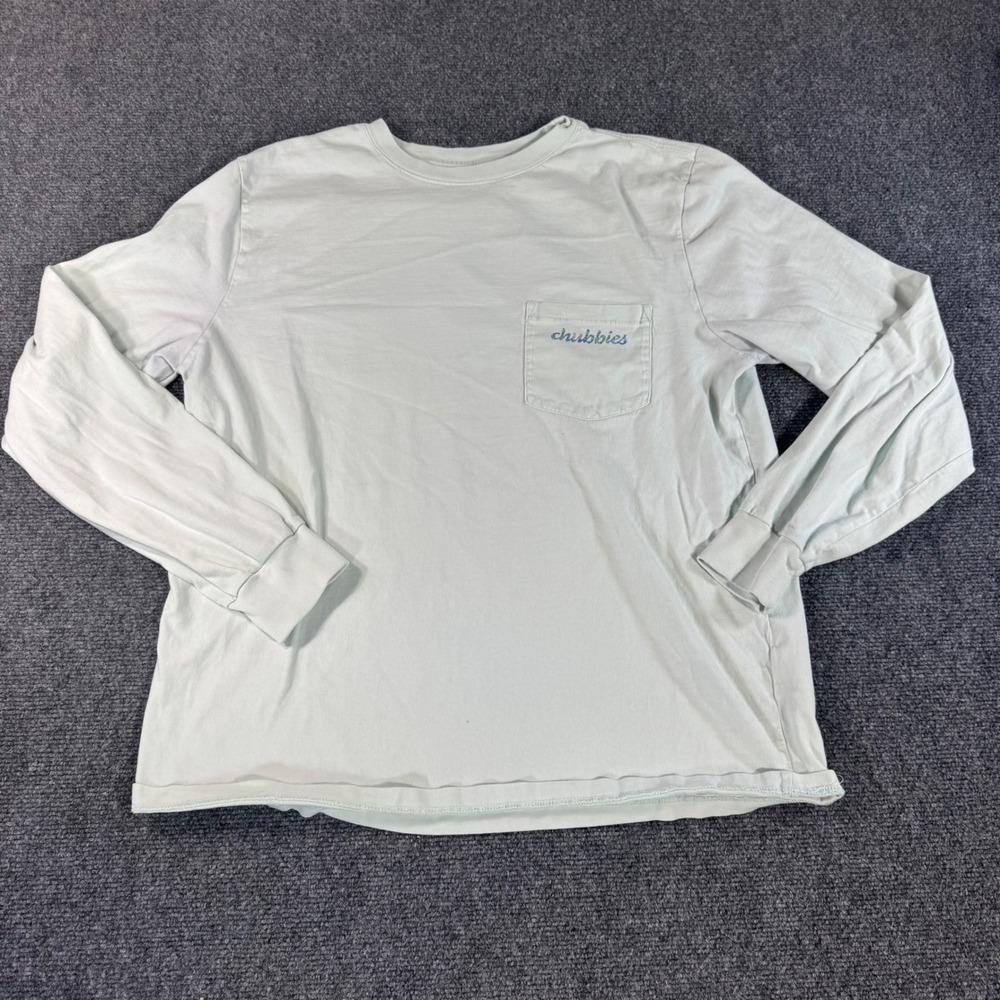 Chubbies Mens Mint Green Skys Out Thighs Out Long Sleeve Pocket T-Shirt Medium